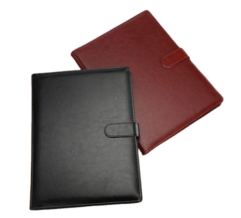 Business Office Multifunction Card Slot Calculator A4 pu Leather Portfolio File Folder