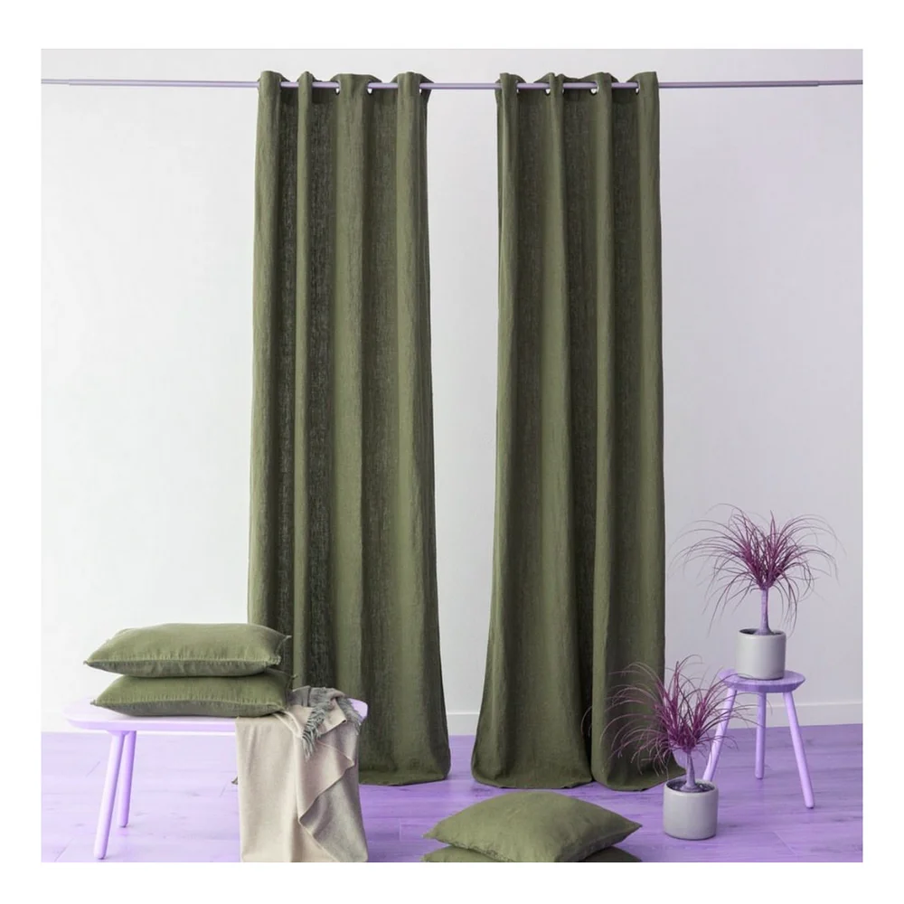 Black Outdoor Decorative Linen Curtains Living Room Luxury