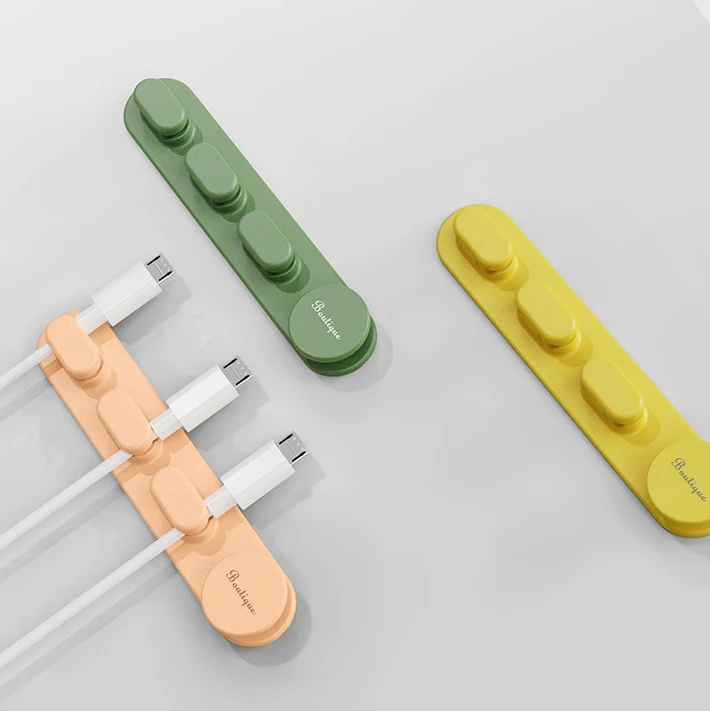 Charging Cable Organizer Desktop Storage Holder silicone Data Wire Fixing Device Self-adhesive Wire Winder Wire Clip