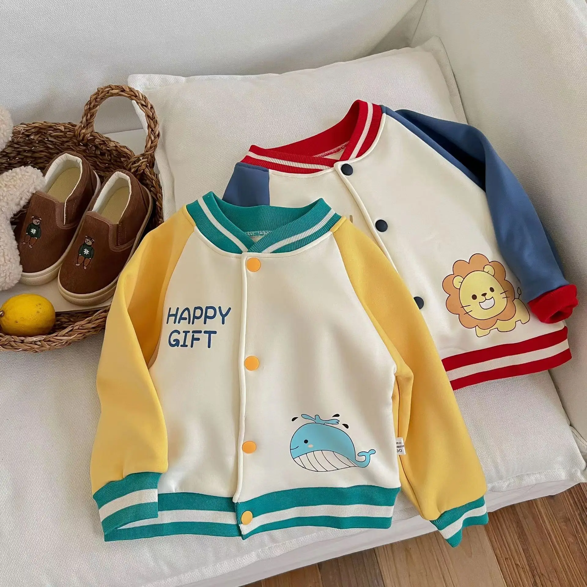0-10 Years Old Children Fleece Boys And Girls Outdoor Sports Sweater Casual Baseball Uniform