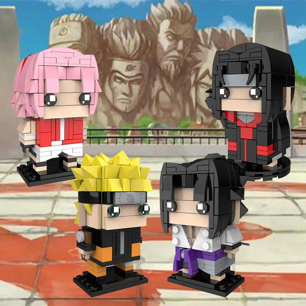 Japanese Anime Uzumaki Kids Toys Itachi Sakura Sasuke Leaf Village MOC Head Bricks Building Blocks