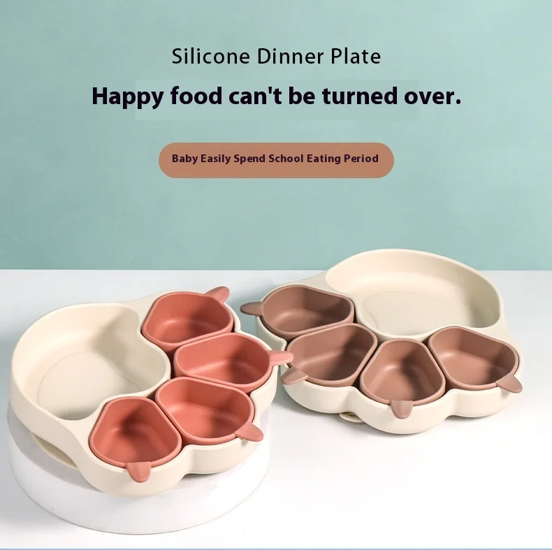 Factory Price Hot Selling Silicone Cat Claw Divided Plates Baby Independent Feeding Training Tableware Dishes Silicon Baby Plate