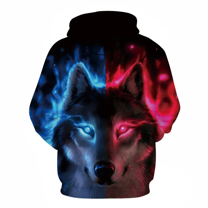 
Wholesale Men Cool Wolf 3D Skull Skeleton Grim Reaper Printed Hoodies Pullovers Hooded Sweatshirts 