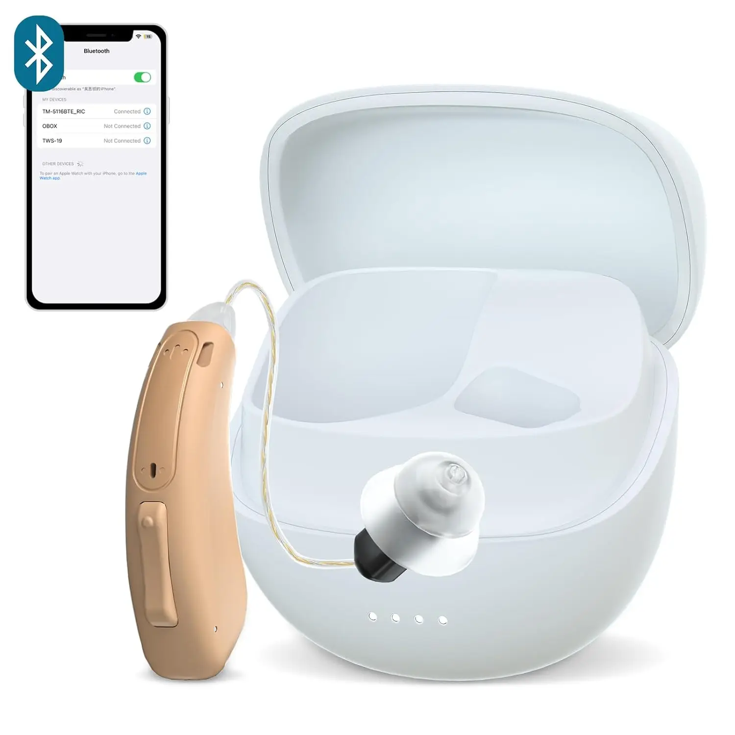 Digital Programmable 16 Channel Bte Blue Tooth Hearing Aid For Left No Sound Single Ear Rechargeable Hearing Aid For Seniors