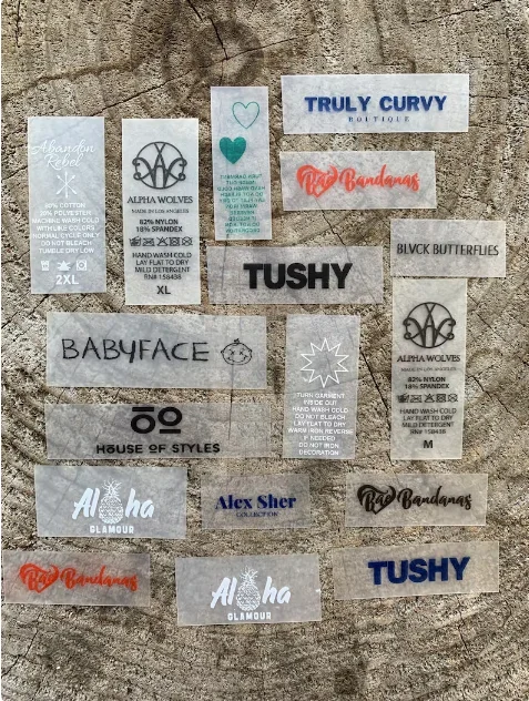 TPU Label Custom tpu logo silicone washing care matte transparent rubber label for Clothing Swimsuit