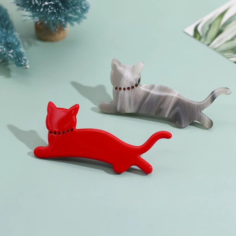 Factory custom designer cute cat hair clips accessories for little girls animals acrylic hair clips vendors hair clip pin