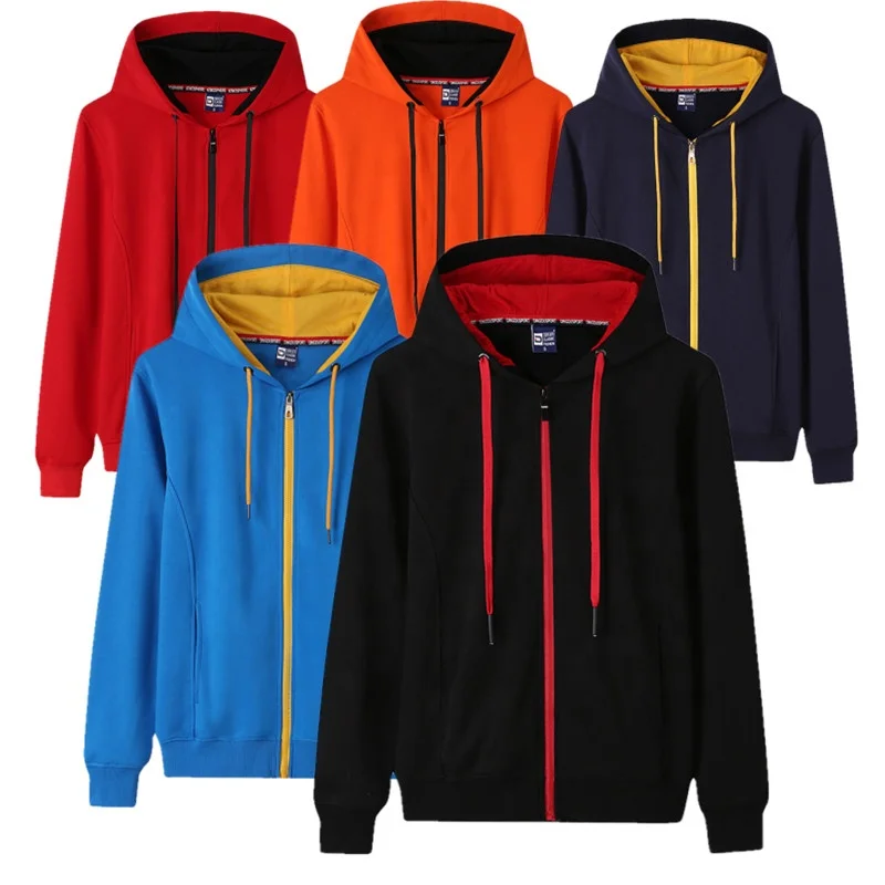 Classic Style Big Size Pullover Windbreaker Hoodie Big Size Hoodie Pullover Sweatshirt Contrast Color Zipper Hoodie