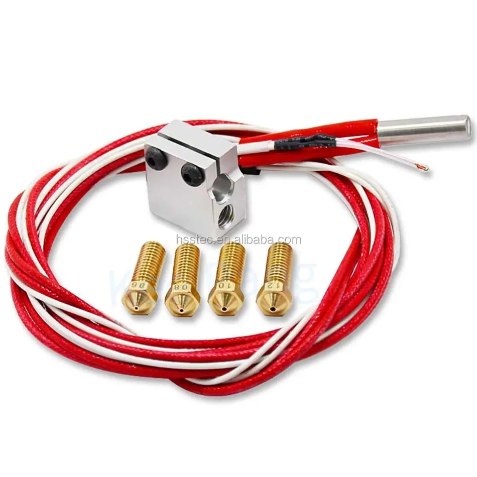 3D Printer Volcano Eruption Hotend Kit V5 V6 w/4 Nozzles 1.75mm 12V 40W Heater V5 V6 1.75mm kit