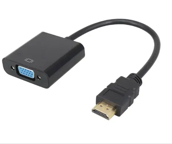 Готовый к отправке позолоченный 1080p видео черный HDMI штекер VGA гнездовой кабель 15 см адаптер