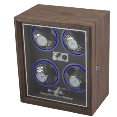 Black walnut woods vertical 4 watch position automatic mechanical watch shaker shaker