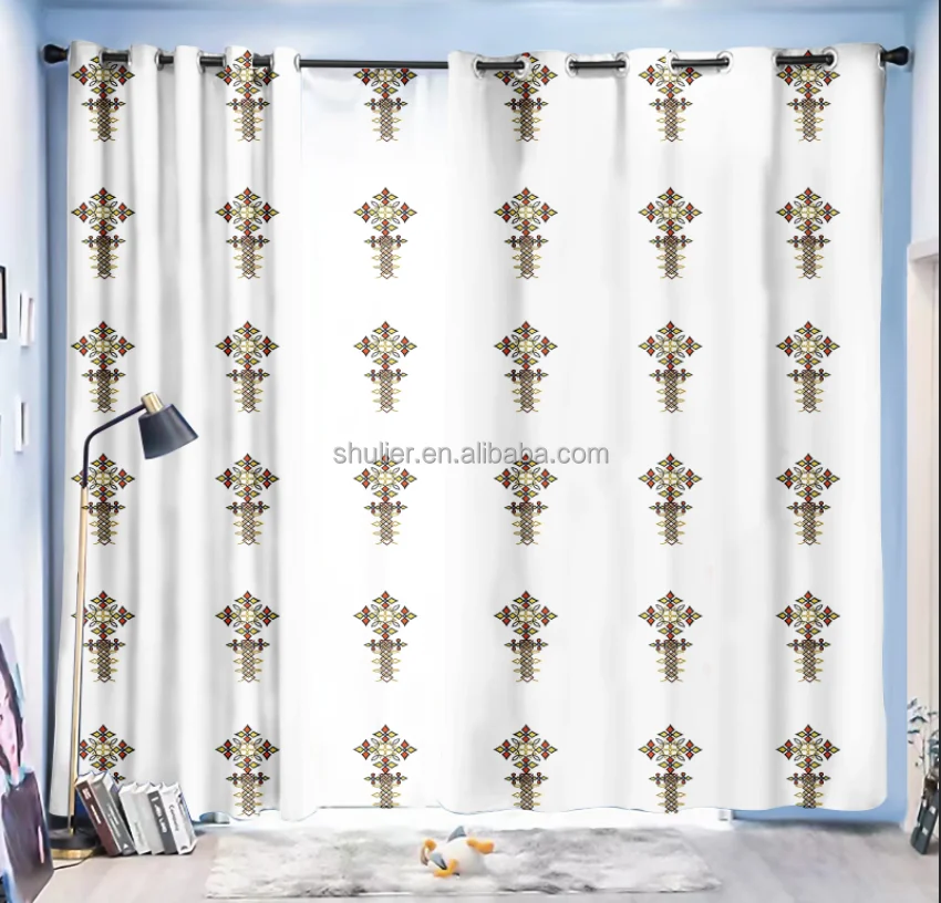 Custom Ethiopian  Windows Curtains for Living Room Curtain personalization  Customized Photo Gift Home Decor with 12 Hooks