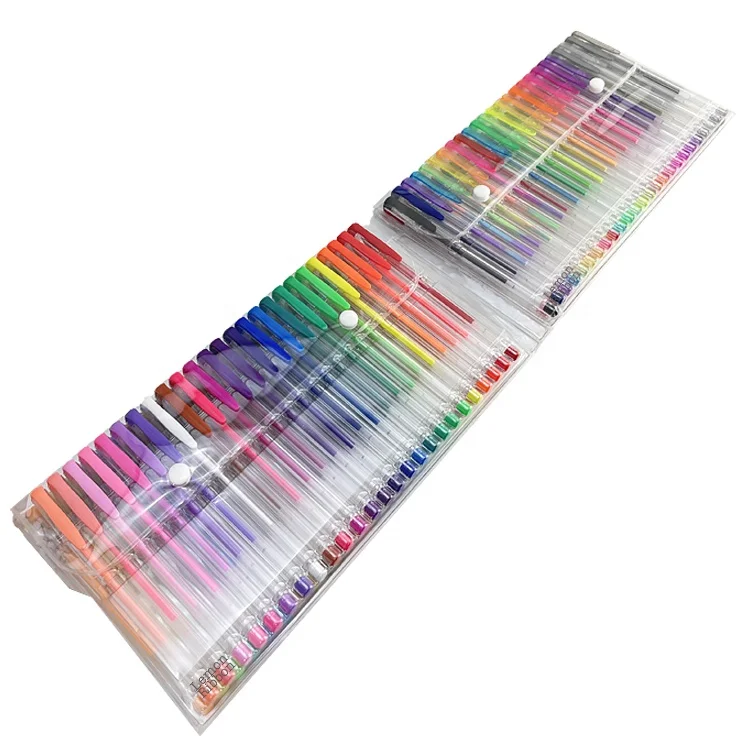 Wholesales 100 Colors Neon Pastel Metallic Glitter Plastic Gel Ink Pen Set for Office School Art Drawing with Custom logo