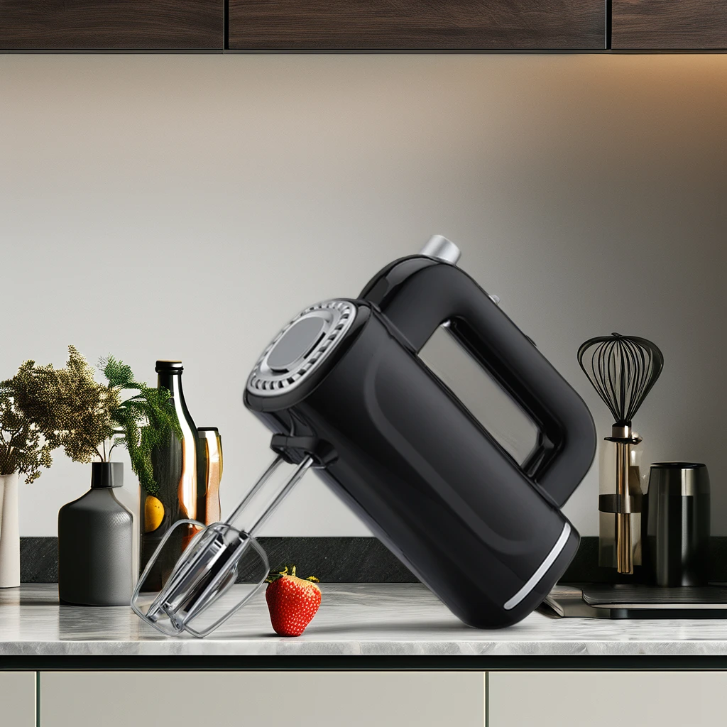 NK-HM517 450W Electric Hand Blender 5 Speed Food Mixer with Chrome Beaters/Hooks Push Button Controls for Household Use