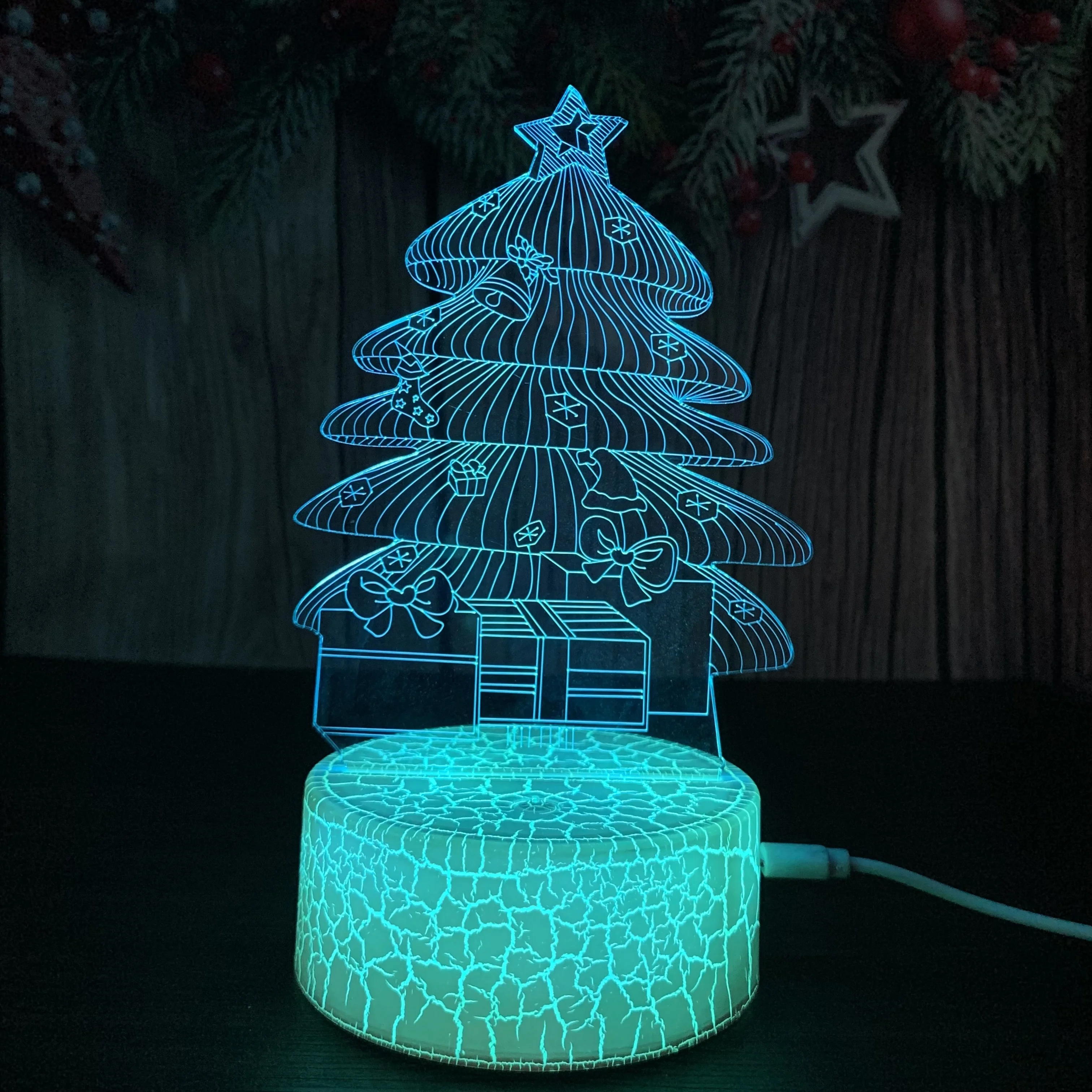 Adorable Christmas Gift Customized Pattern 3D Illusion Visual Night Light Electric 3D Night Light Wholesale Acrylic LED Lamp