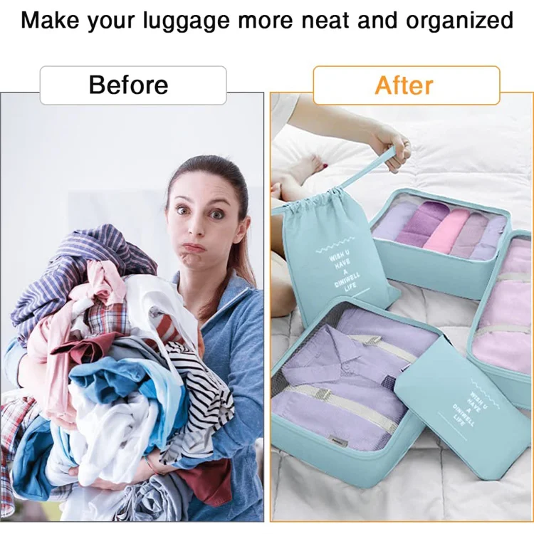 Waterproof 9 PCS Clothes Shoes Cosmetics Toiletries Suitcase Storage Organizer Bags Set Luggage Packing Cubes for Travel