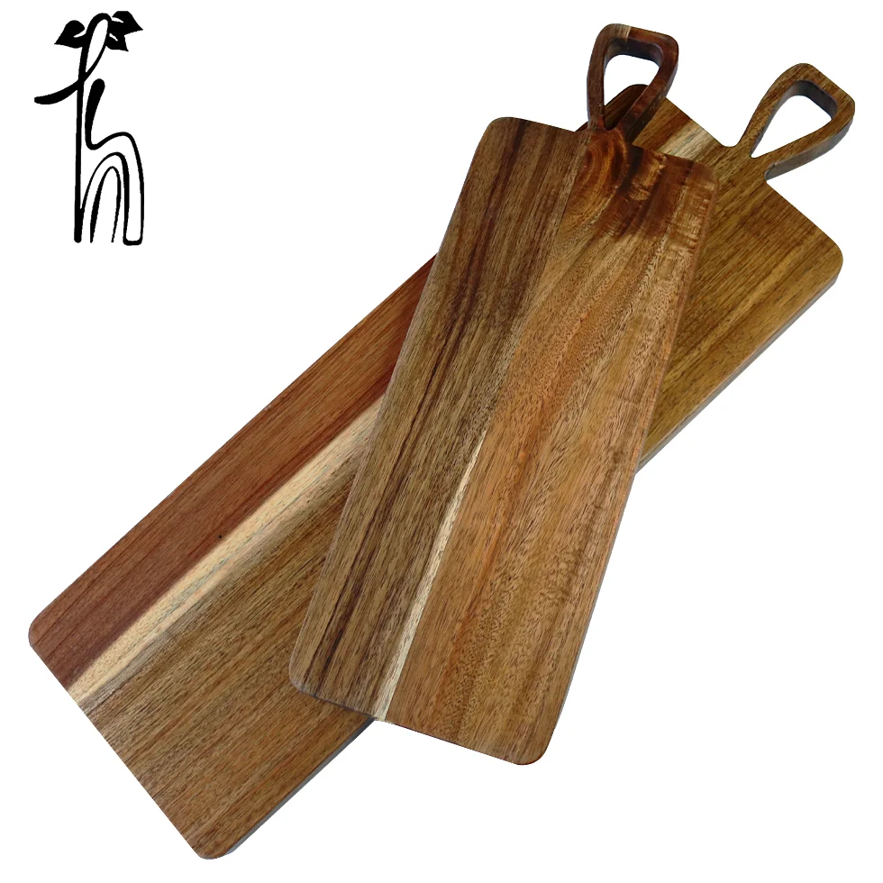 Wholesale Kitchen Custom Large Acacia Wood Bamboo Cutting Board With Triangle Handle