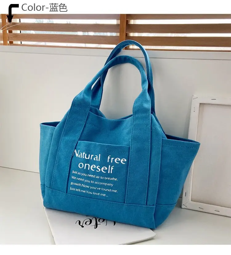 2021 Factory Direct Sales Thick Canvas Shopping Tote Ladies Shoulder Bags For Girls Students Commuter Bag Women Handbag For Sale