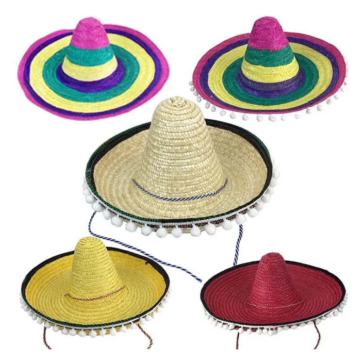 Vintage Calidad Mexican Mariachi Sombrero Charro Hat Wholesale summer lady Wide Brim Hat With Color good price straw hats