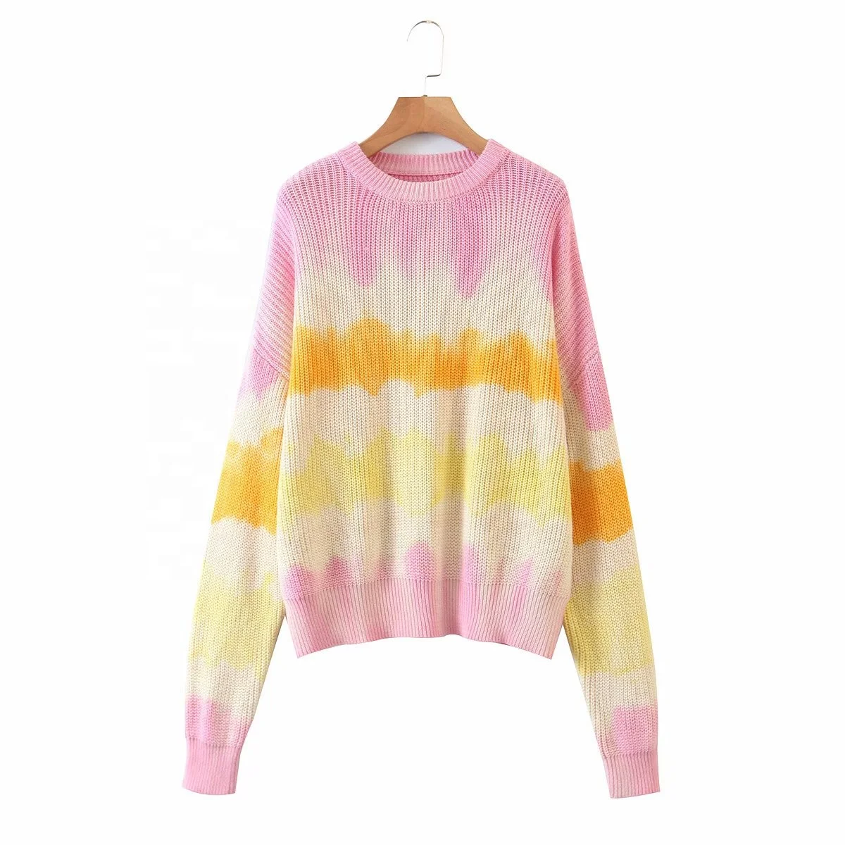 
Tie dyed pullovers warm tone design knitted pullovers sweater print sweater jumper women 
