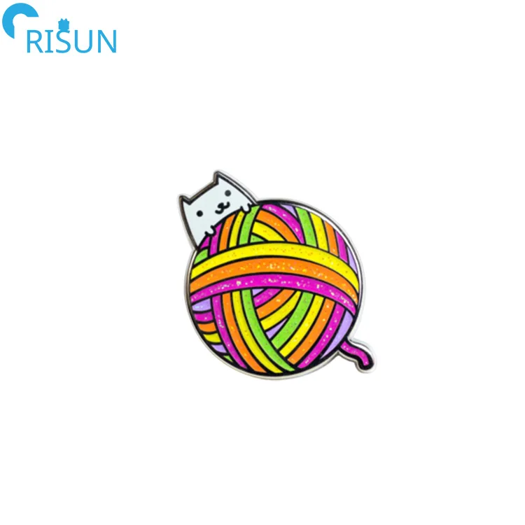 Manufacturer 3D Cute Kitty Knitting Hook Knit Weave Yarn Ball Lapel Pins Badges Brooches Custom Yarn Ball Enamel Pins