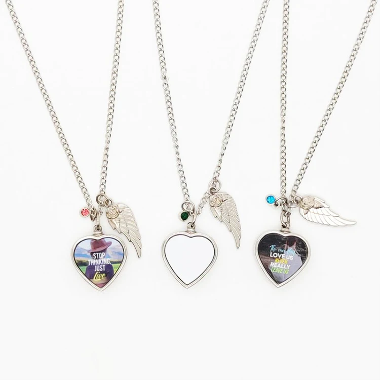 Subli-forward Custom Love Memorial Urn Cremation Jewelry Sublimation Blank  Photo Picture Pendant Necklace