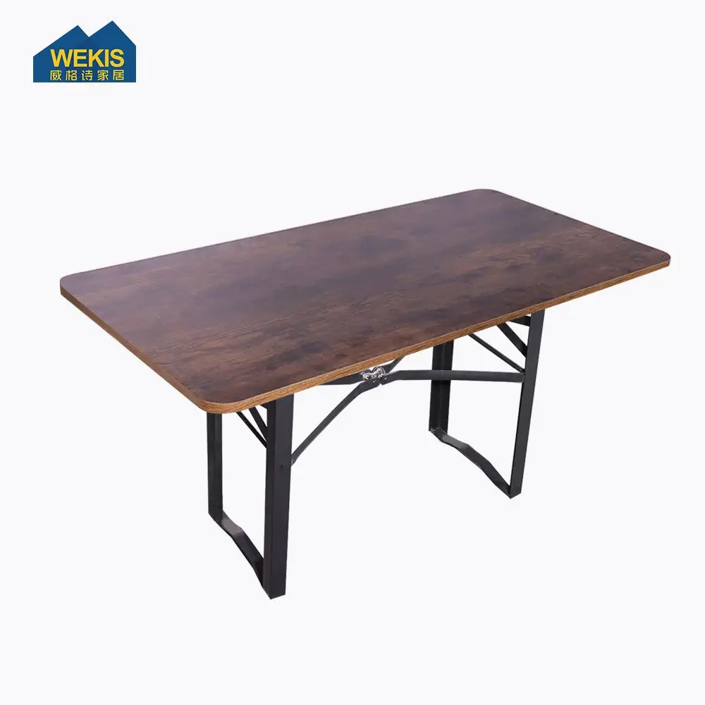 WEKIS Wholesale Cheap Outdoor Beer Holder Garden Folding Dining Table Wooden Folding Beer Pong Table Set For Event Party