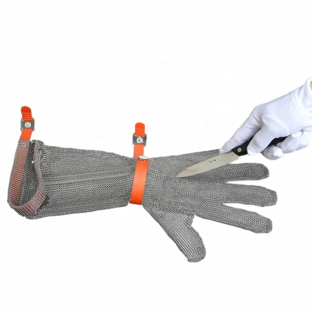 Ant Cut 9 Level EN1082 Chainmail Work Meat Cutting Hand Protect Long Sleeve Stainless Steel Metal Mesh Gloves for Butcher