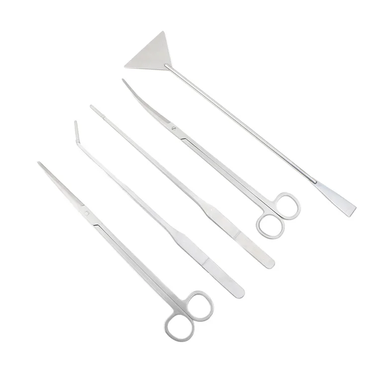 Инструменты из нержавеющей стали для аквариума, пинцет для аквариума, ножницы, лопатка, набор инструментов, набор бонсай, скребки для водорослей, набор для очистки аквариума