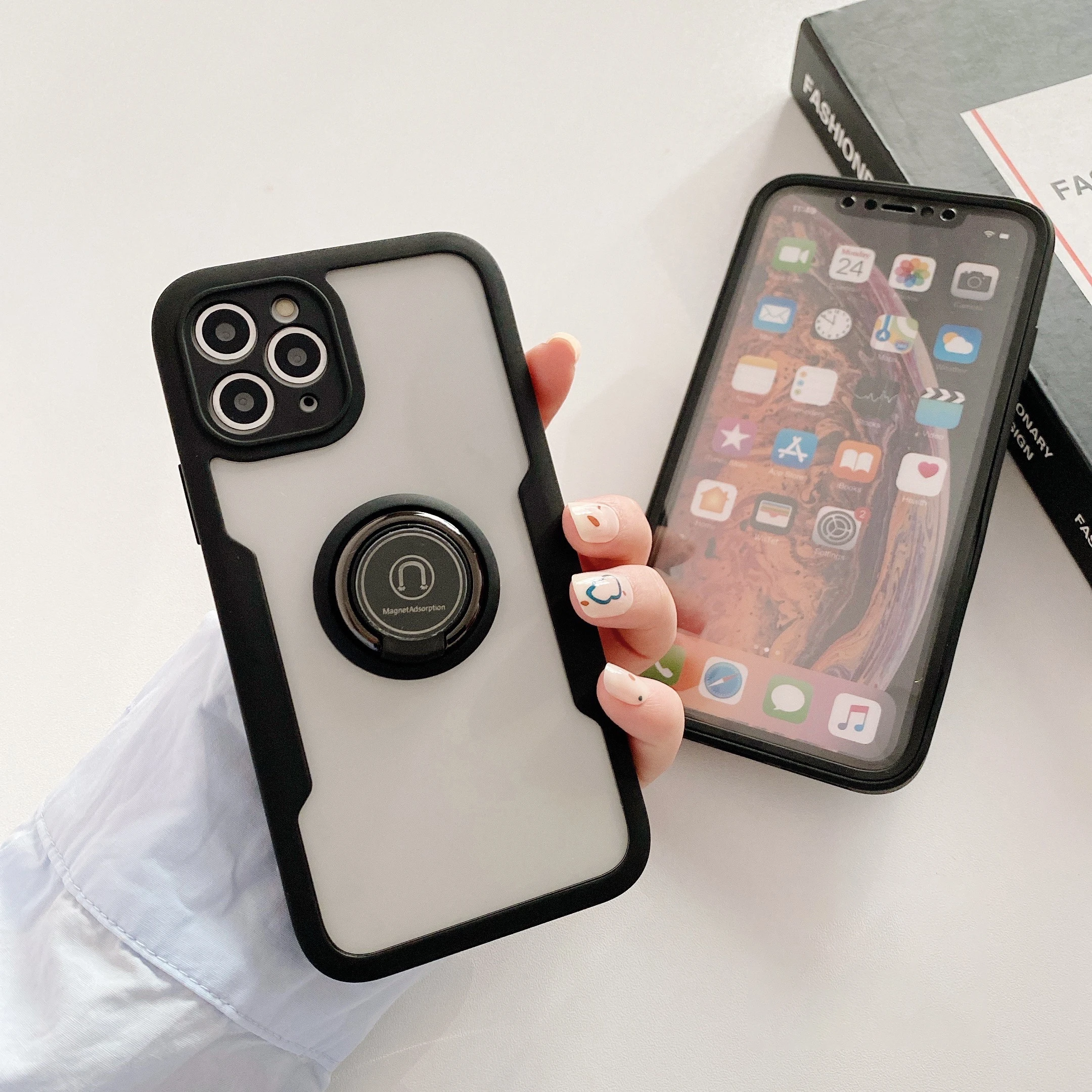 360 Degree Adsorption Magnetic Mobile Phone Case For iPhone Xs Xr Xs Max Metal Magnet Cell Phone Case
