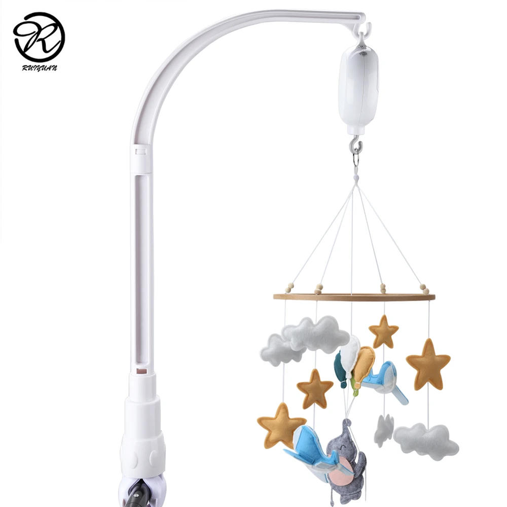 baby crib cot mobile elephant balloon airplane felt mobiles baby wood frame hanging decor kids musical mobile toy