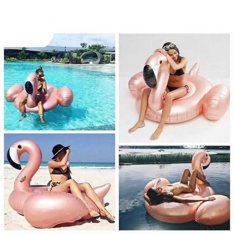 Unique Design Rose Gold Inflatable Flamingo Pool Float For Adult