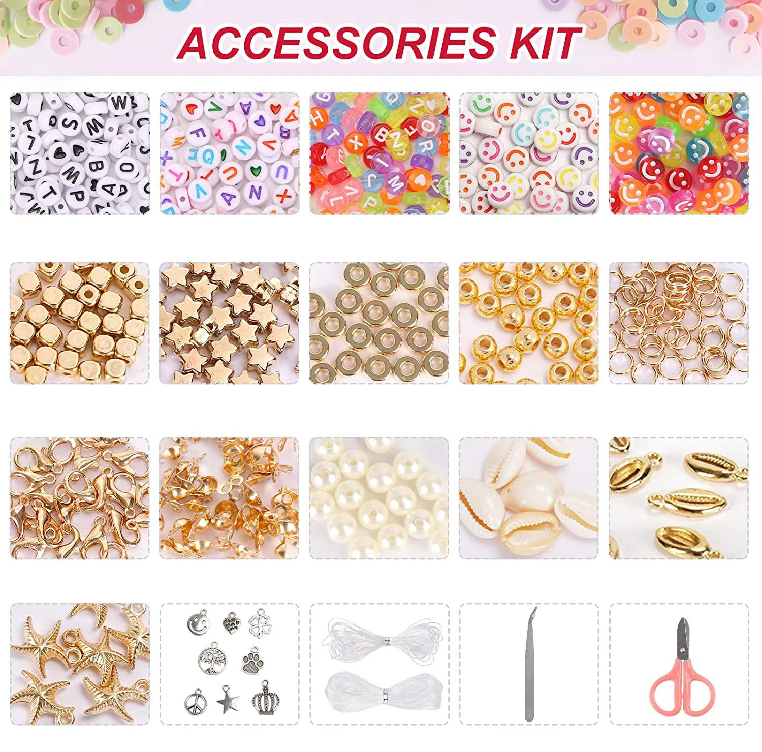 Customized Alphabet Jewelry Making Kit Kids Colorful 6mm 10mm Polymer Clay Glass Seed Beads Loose Ceramic Porcelain Beads
