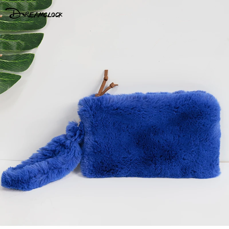 Amazon hot selling Luxury girls cute wallet plush mobile phone bag clutch bag