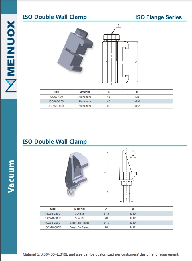 KF vacuum double wall clamp Aluminium
