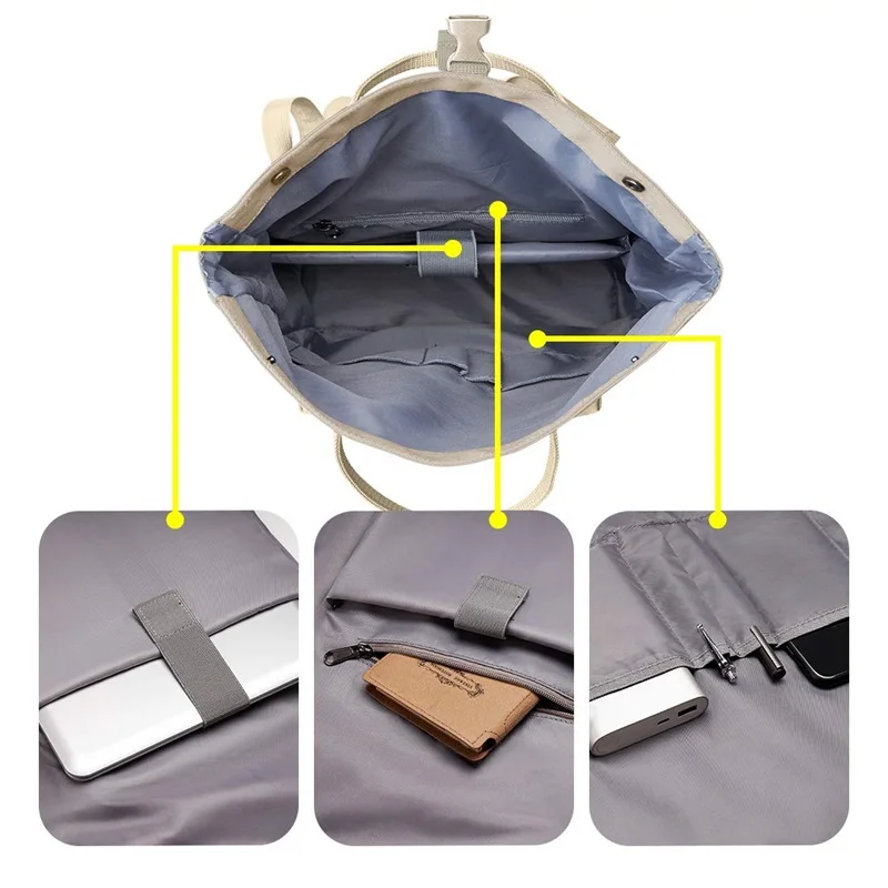 Casual Sports Hiking Waterproof Rolltop Backpack College School Office Work Rucksack Hold 15 Inches Laptop