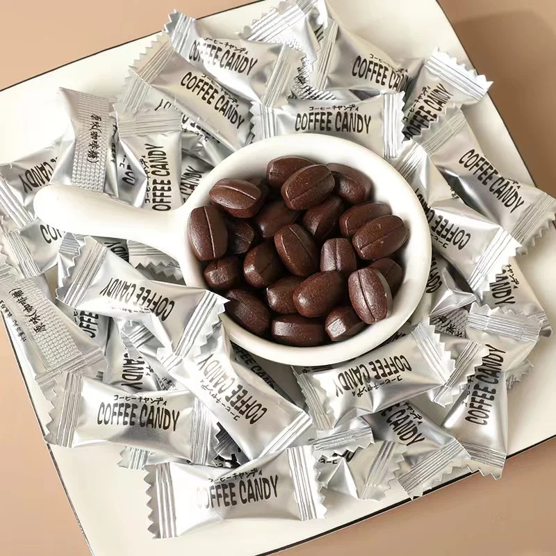 Hot Selling Individual Wrapped Sweets Hard Candy Coffee Chewable Tablets Candy OEM Coffee Bean Candy