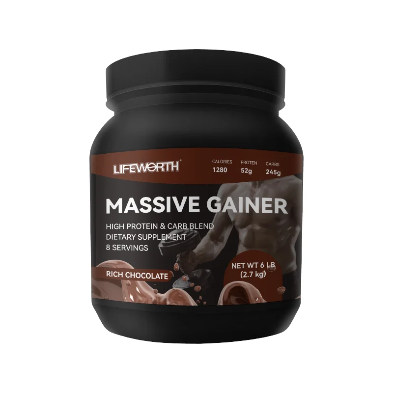 LIFEWORTH Massive Gainer High Protein Carb Blend Super Mass Gainer Protein Powder BCAA Vitamins Sports Nutrition Supports muscle