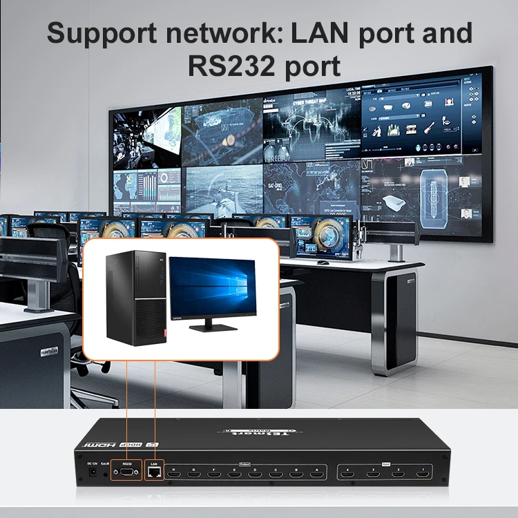 TESmart high quality hdmi matrix splitter Quad view HDCP1.4 many to many standalone input 4 in 8 out avmatrix video switcher
