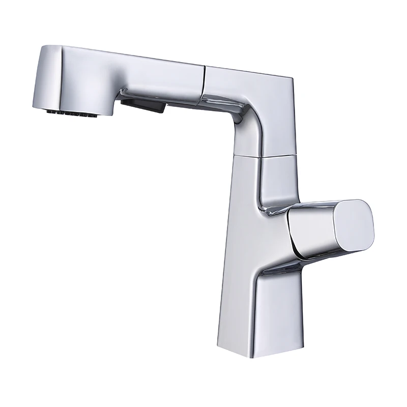 Pull Out Intelligent Digital 360 Degree Rotary Brass Basin Faucet Basin Tap Mixer With Slide Bar