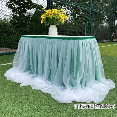 2 Layer Tutu Table Skirting Designs for Wedding Birthday Party Decoration White/Pink/Blue/Silver