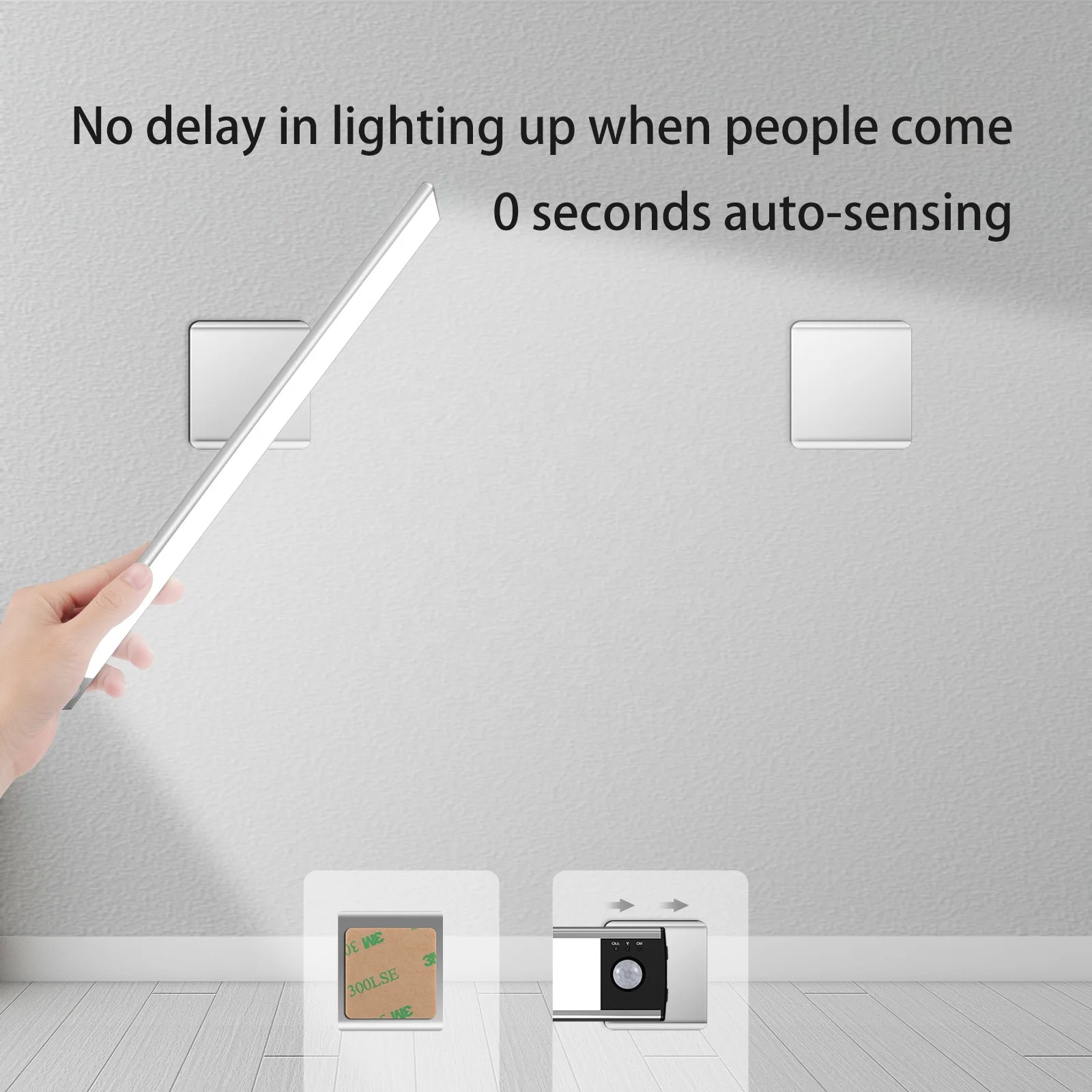 3CCT Led Wireless Motion Sensor Light Magnetic Stick Anywhere Type-C USB Rechargeable Wardrobe Closet Under Led Cabinet Lights