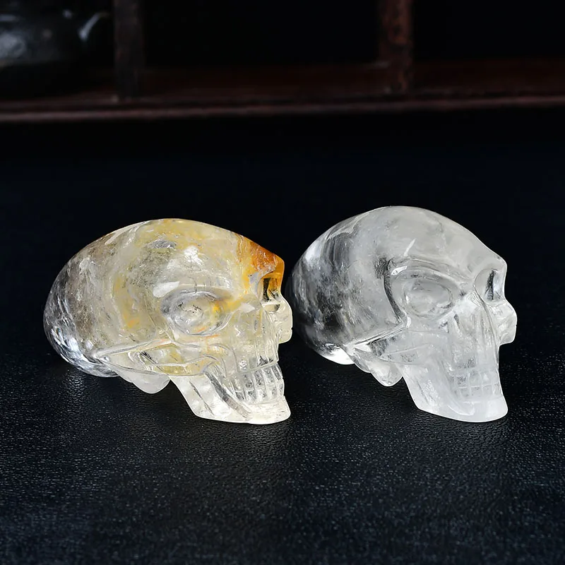 Natural Hand Carved Crystals Skulls Craft Carving Clear Quartz Crystals Skulls  For Healing