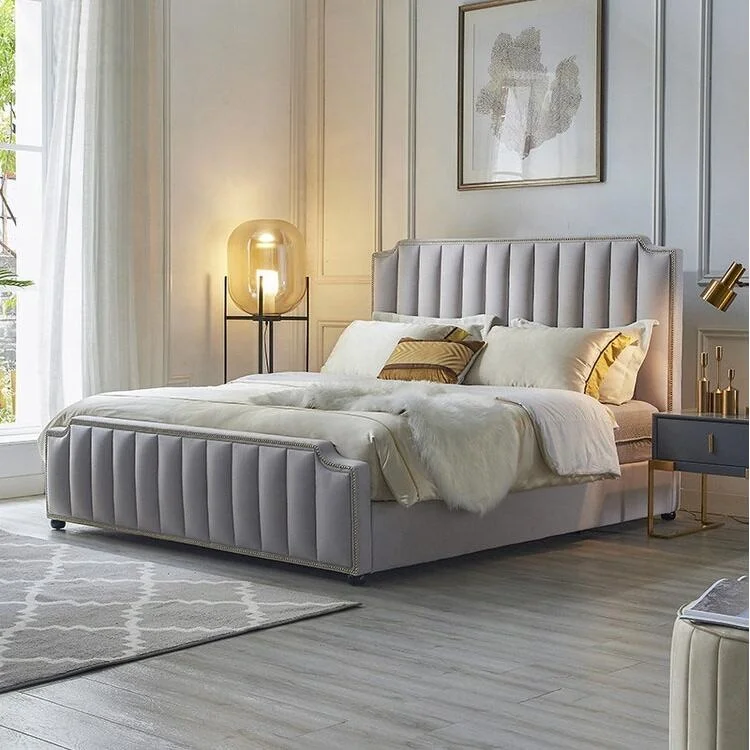 High Quality postmodern bedroom furniture queen double king size home hotel upholstered fabric bed