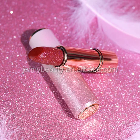 
Luxury Package Waterproof Shimmer Glitter Bling Magic Lipstick With Round Tube 