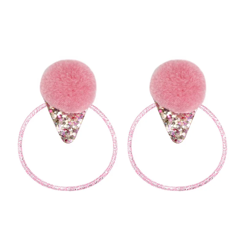 Kids Girls Solid Ribbon Hair Bow Elastic Tie Hair Clips With Pom Pom  Hairpins Cute Barrettes