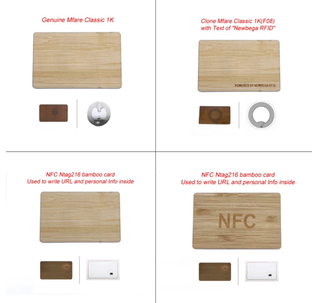 13.56MHZ Blank DIY UID Chip Bamboo Wooden Membership NFC Card NFC Contactless Business Gift Card