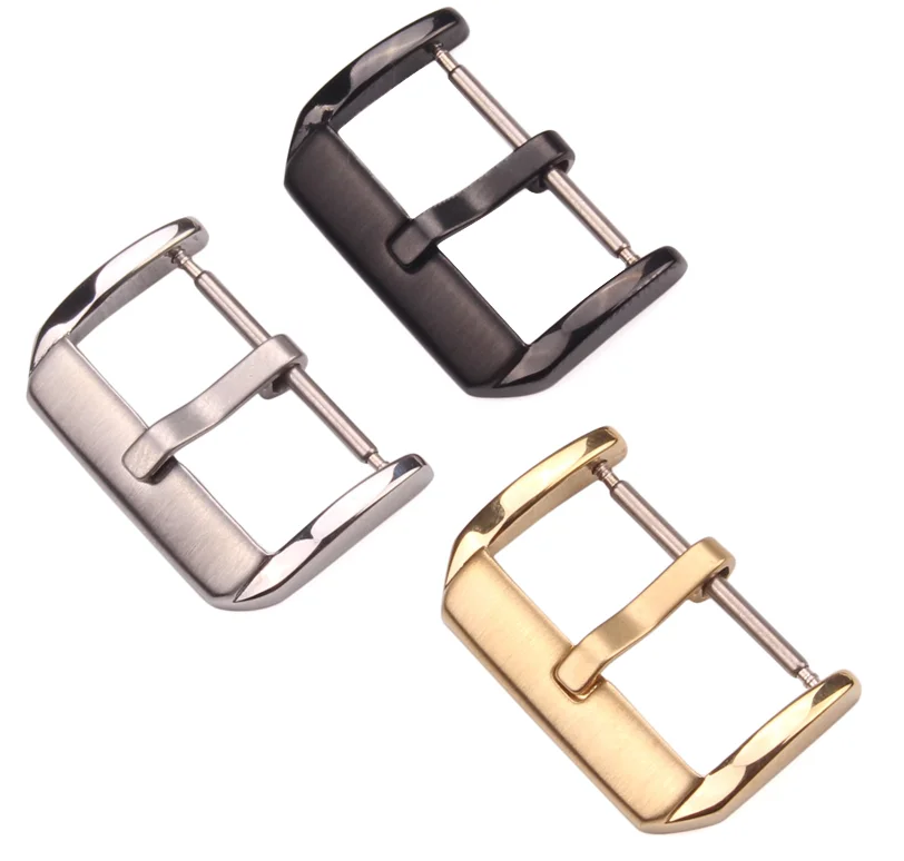 Матовая пряжка с язычком для часов из нержавеющей стали, серебристый, золотой, черный кожаный ремешок для часов, аксессуары с застежкой