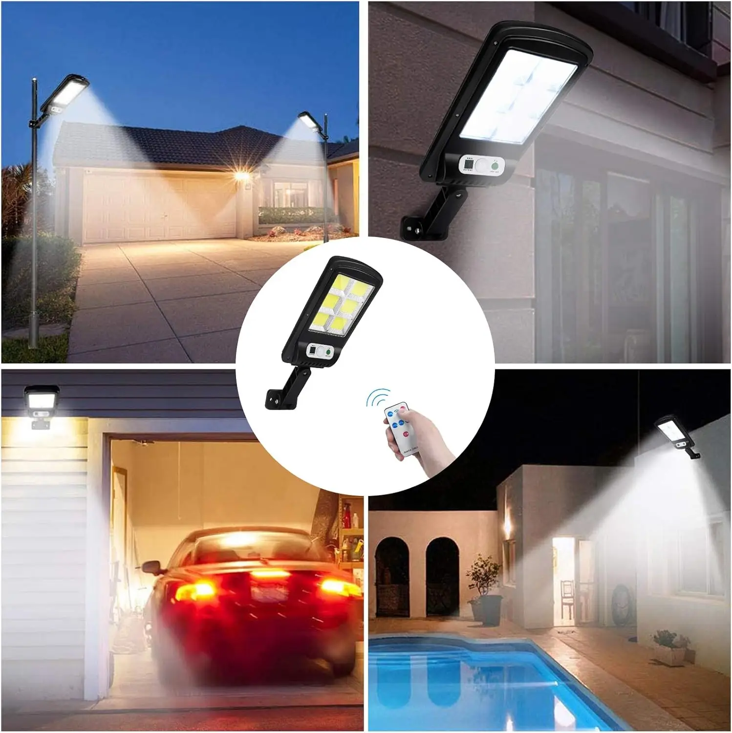 LED solar street lights outdoor 120 LED solar parking lights wireless Ip65 motion sensor solar safety wall lights, with 3 modes,
