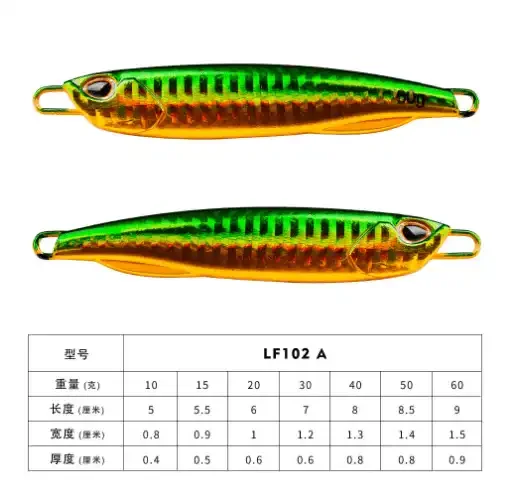 ZHUO RUN 10g15g20g30g40g50g60g Lead Fishing Baits Metal Jig Lure Luminous Fishing Lure Hard Slow Jig Lure