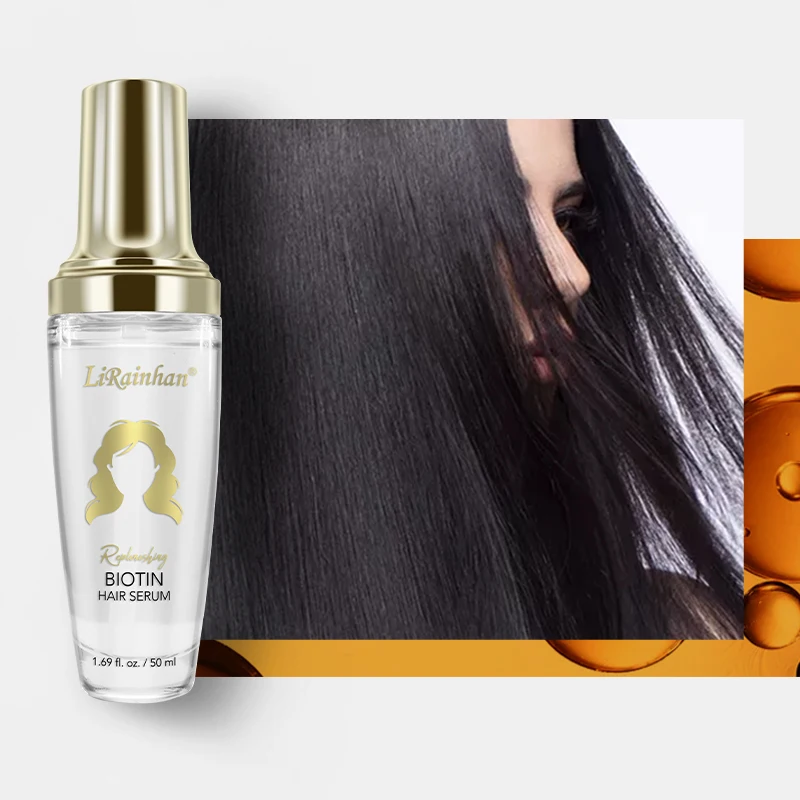 Private Label Hair Care Products Hair Treatment Biotin Keratin Liquid Hair Serum Freshing With Luxury Glass Bottle